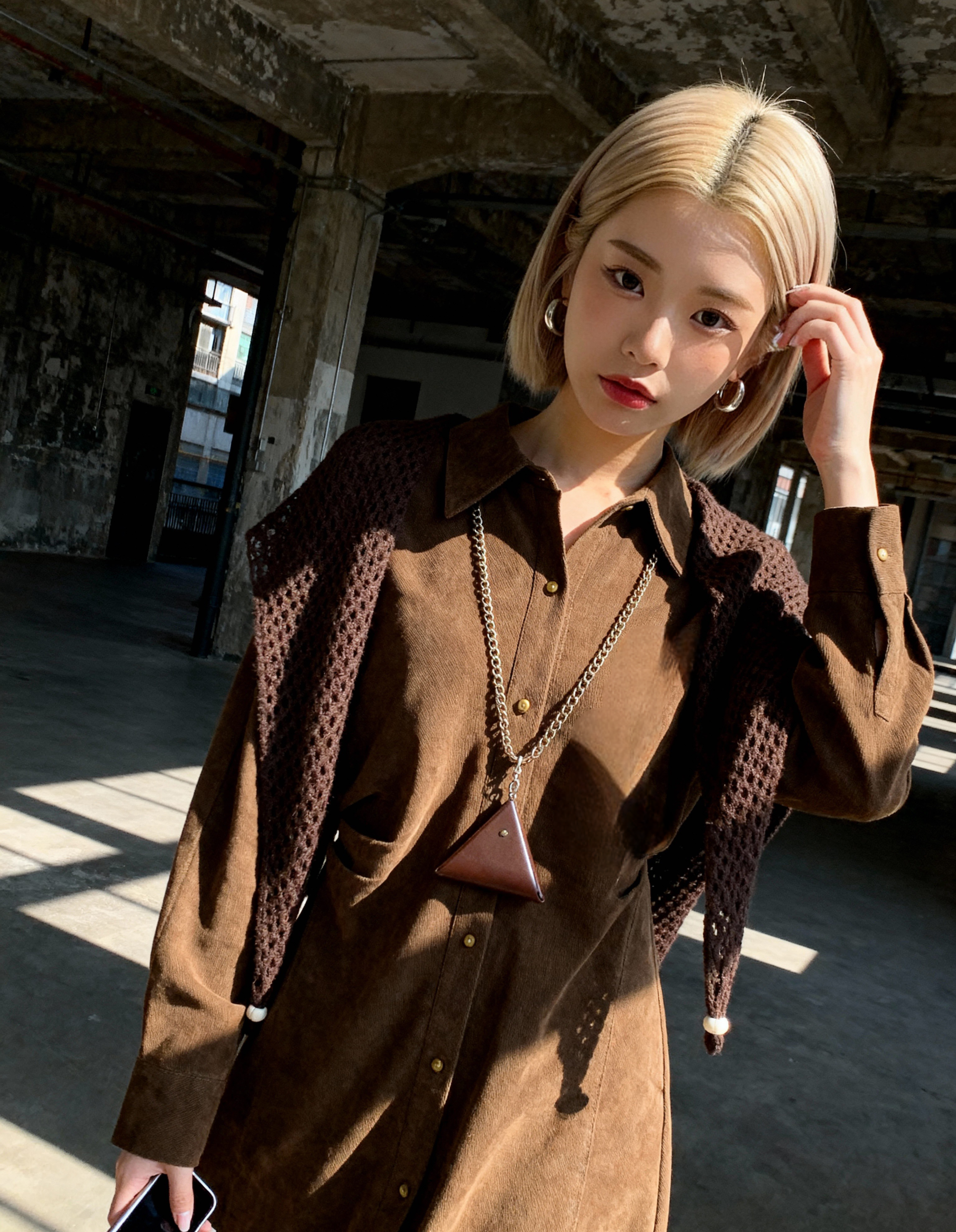 Vintage Corduroy Layered Shirt Dress