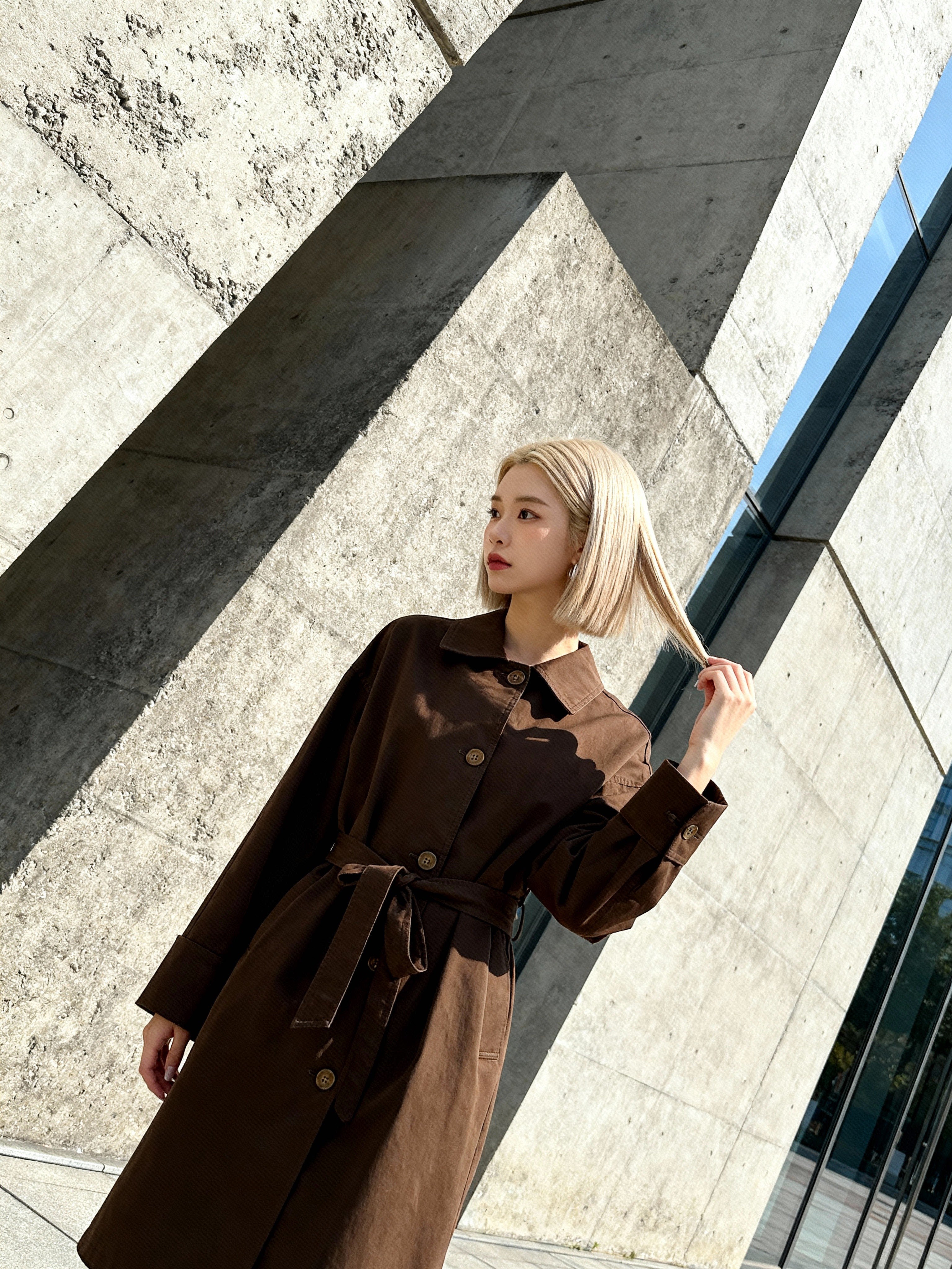 Women's Chocolate Brown Belted Trench Coat