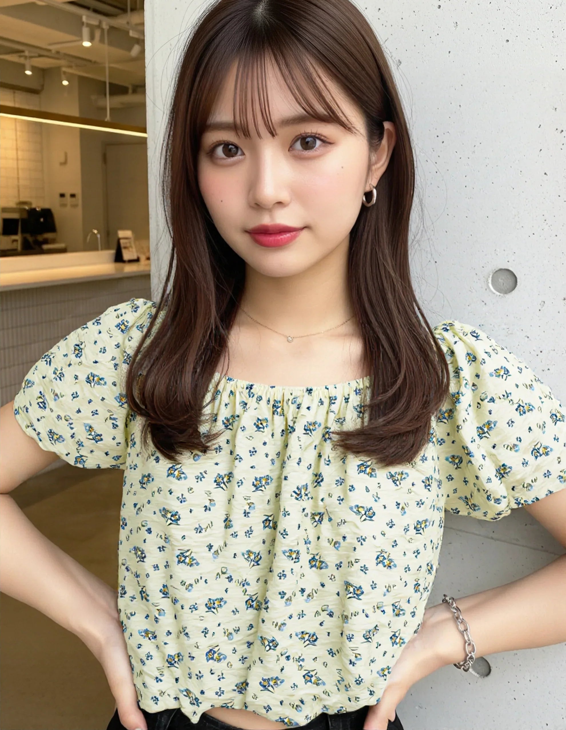 Delicate Meadow Floral Puff Blouse