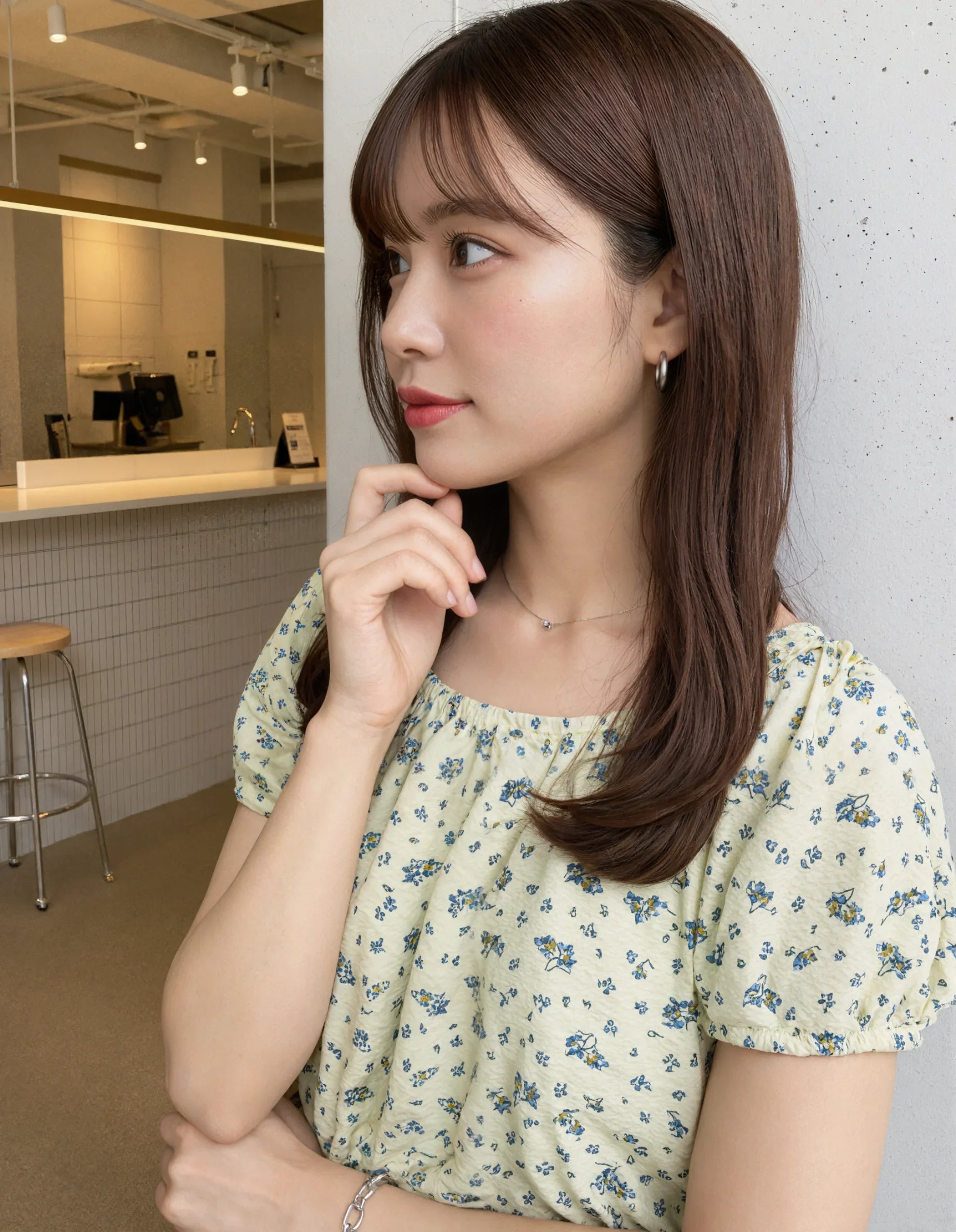 Delicate Meadow Floral Puff Blouse