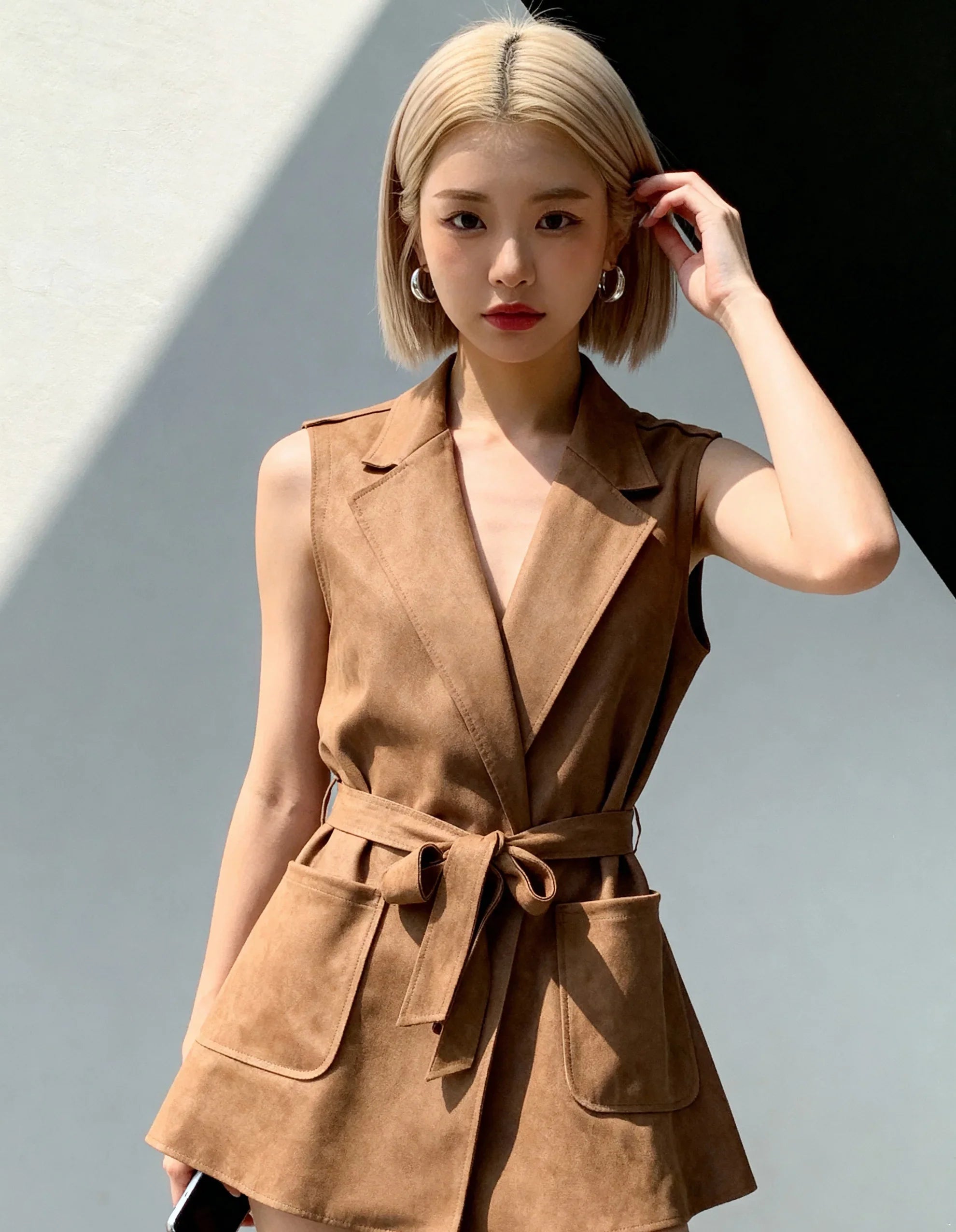 Women's Brown Suede Coat Outwear