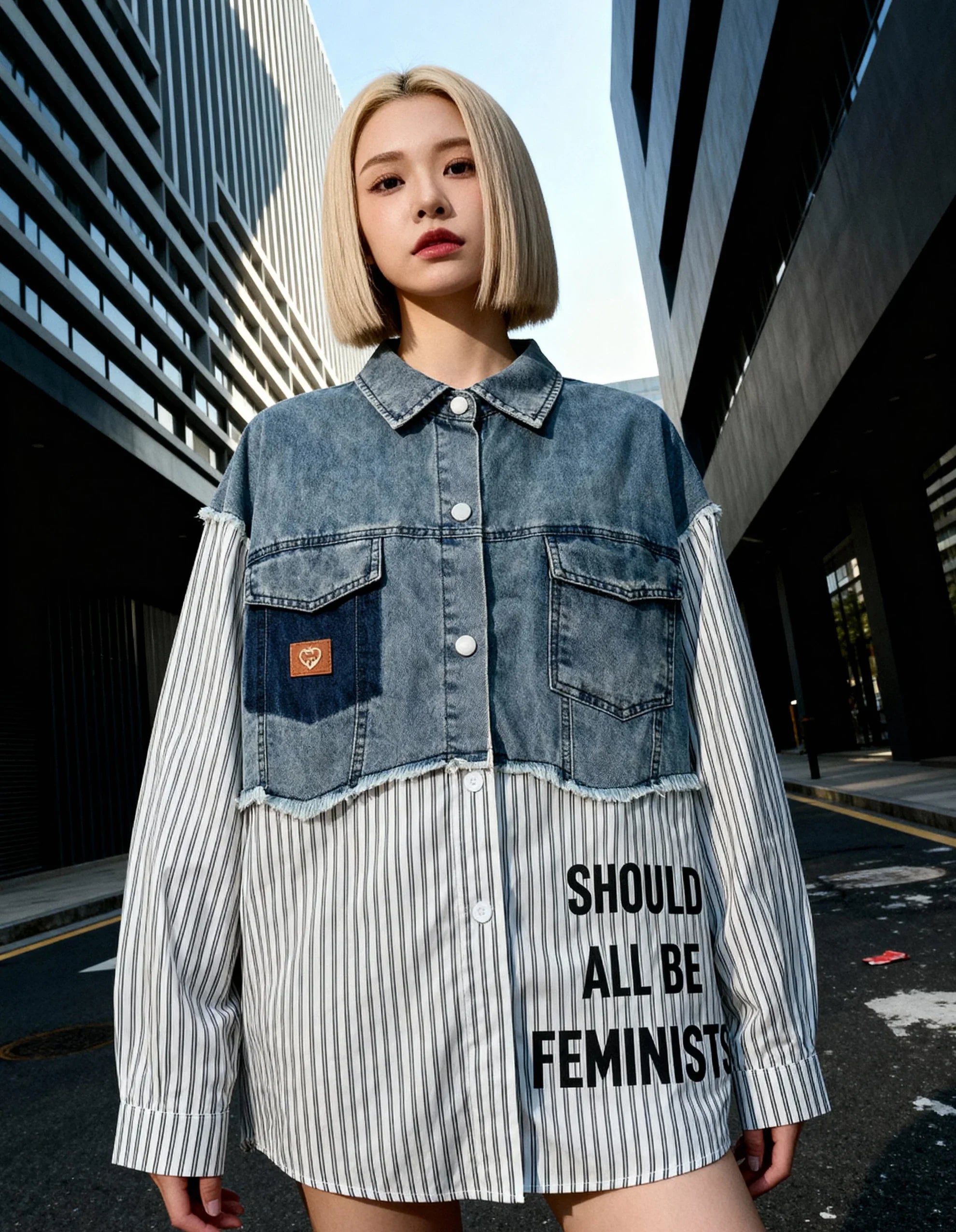 Empower Striped Denim Blouse