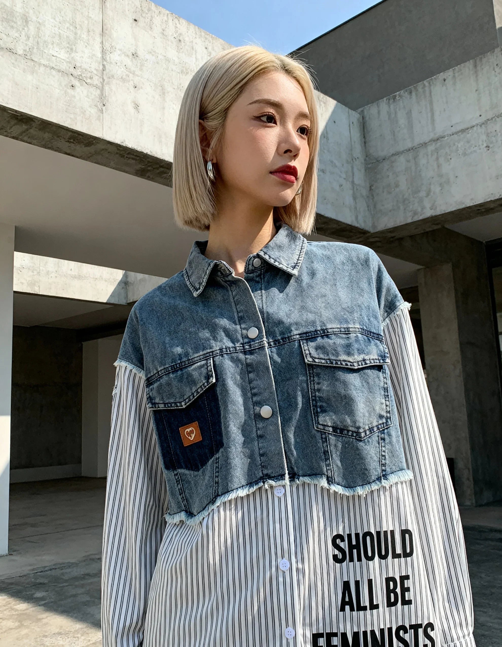 Empower Striped Denim Blouse