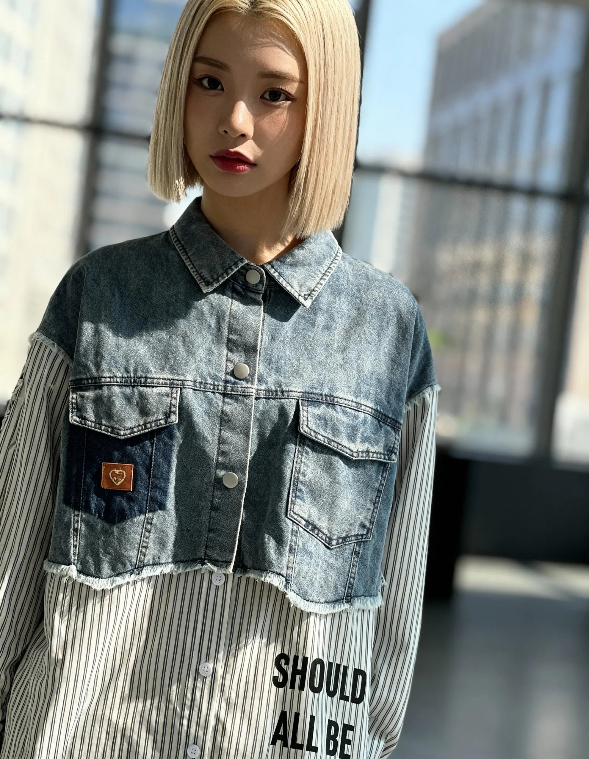 Empower Striped Denim Blouse