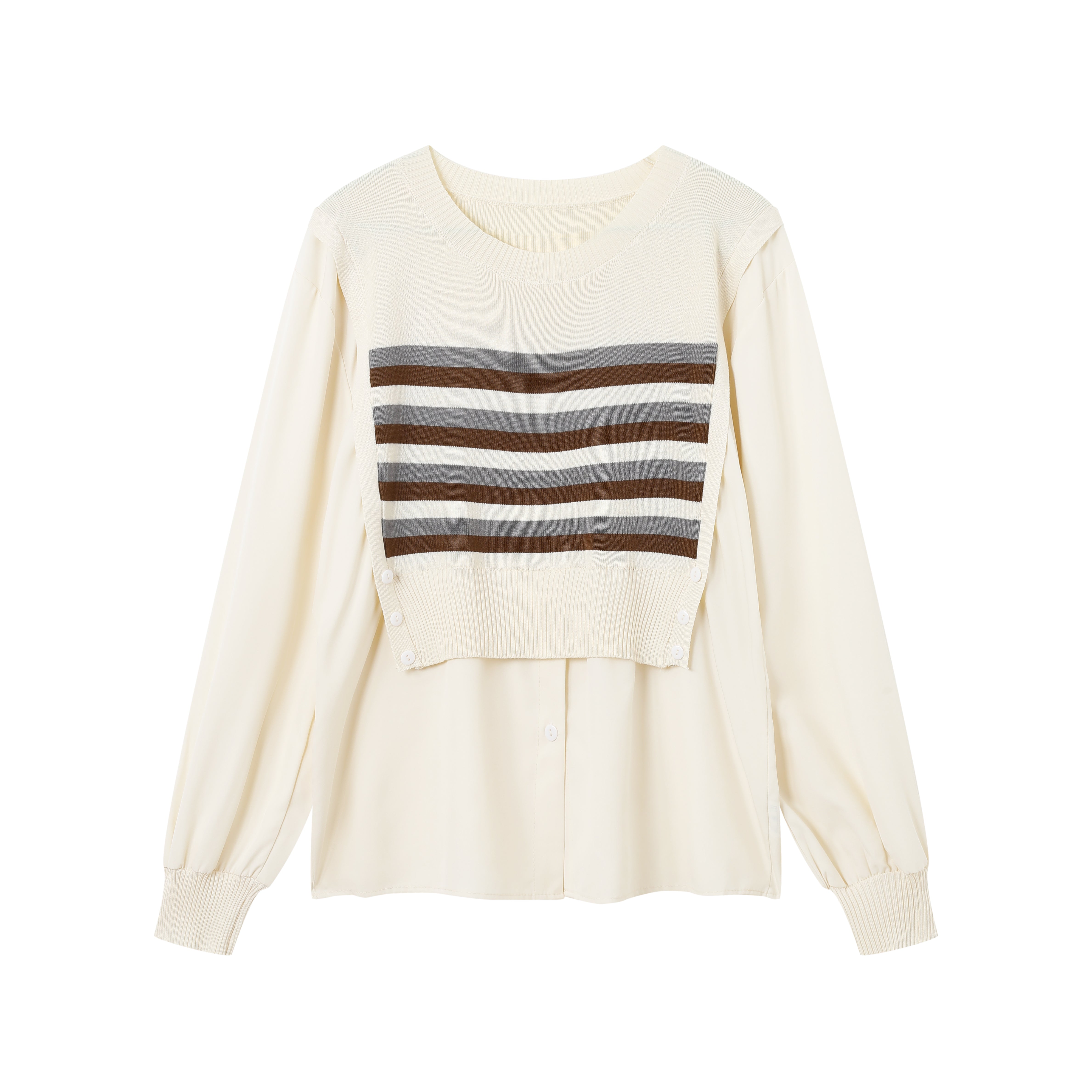 Retro Striped Button Front Knit Shirt