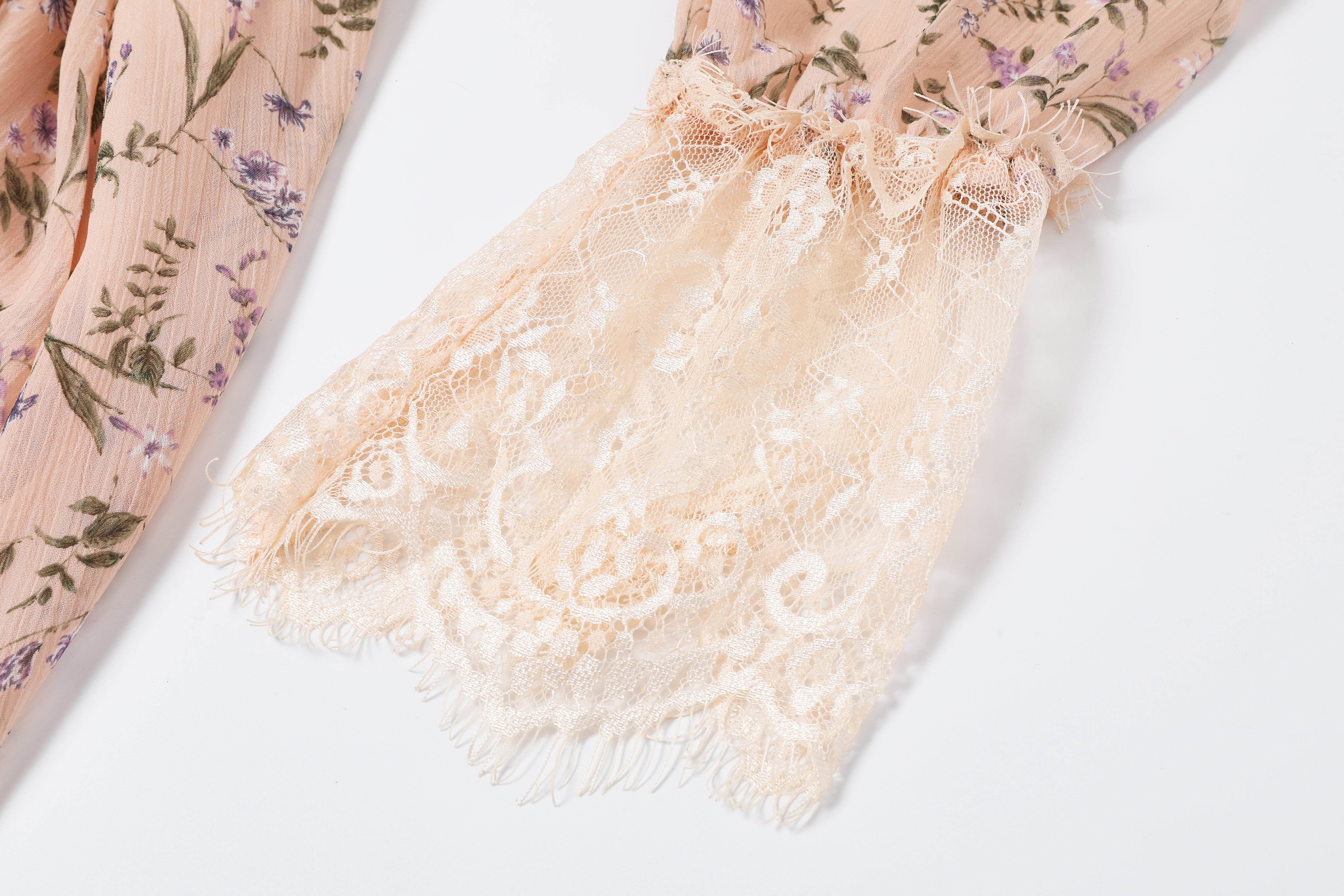 Women's Pink Floral Lace Boho Midi Dress