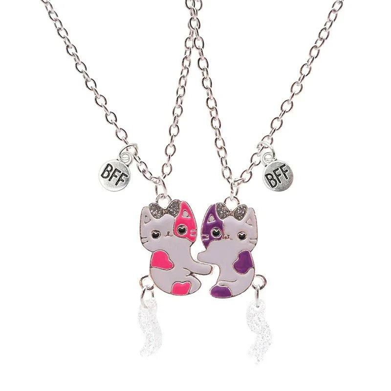 Cartoon Magnetic Cat Couple Necklace Creative Necklace - A pair of cute cat fashion clavicle chain jewelry - HOKONA