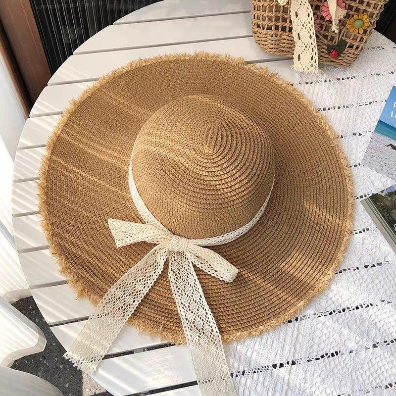 New Lace Bow Beach Sun Hat - Ladies Beautiful Sun Hat - HOKONA