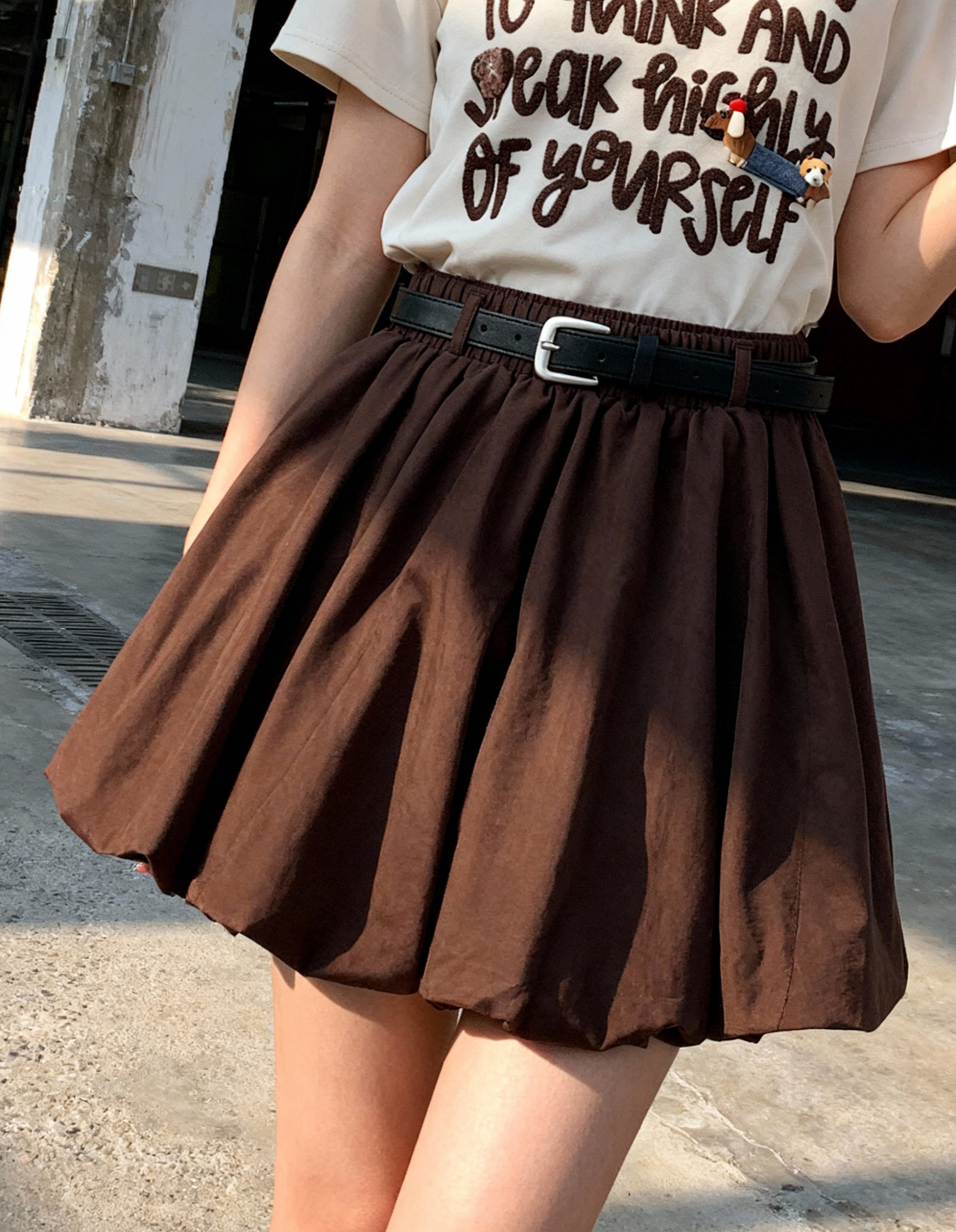 Women's Chocolate Brown Pleated Mini Skirt