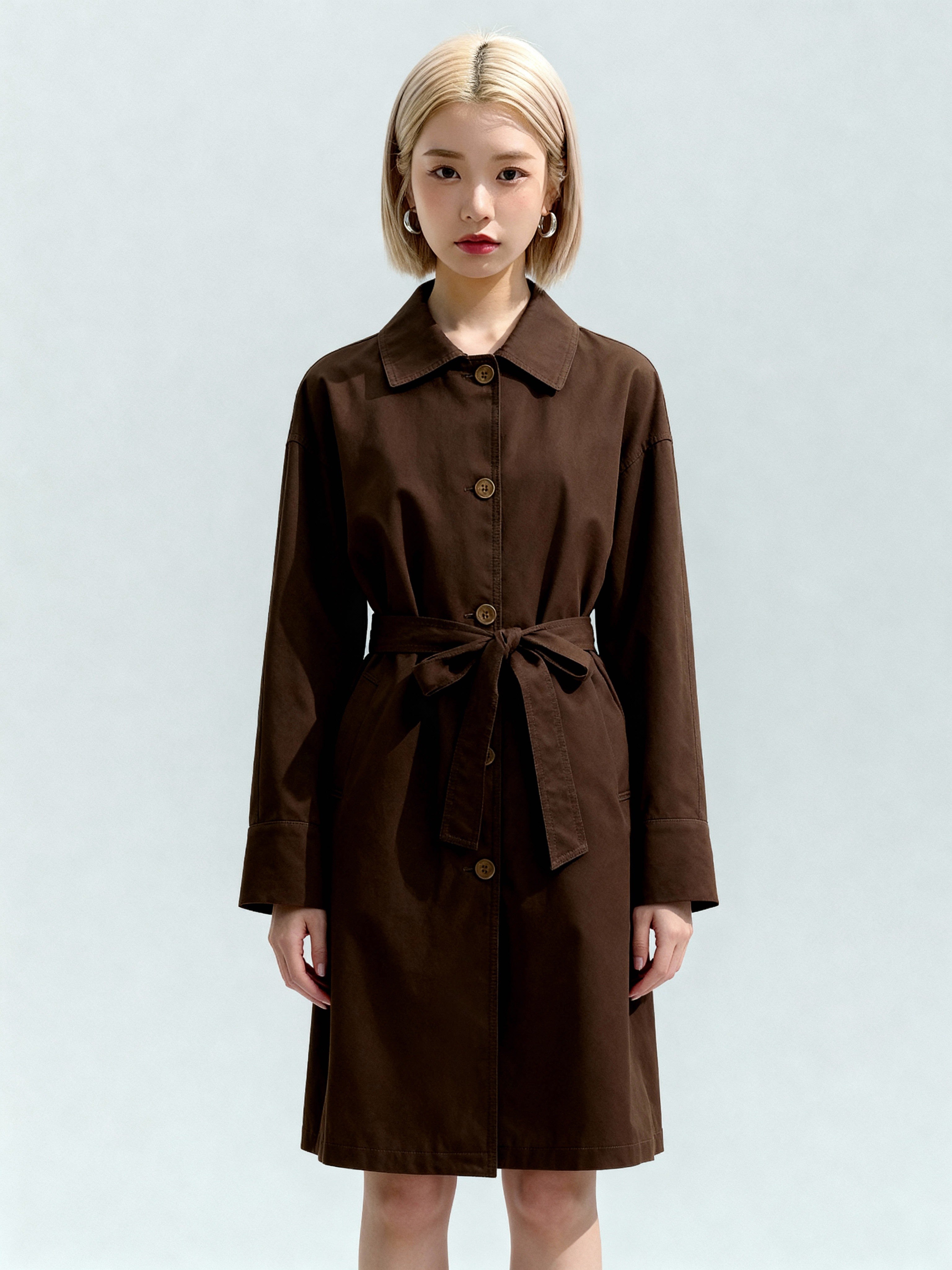 Women's Chocolate Brown Belted Trench Coat