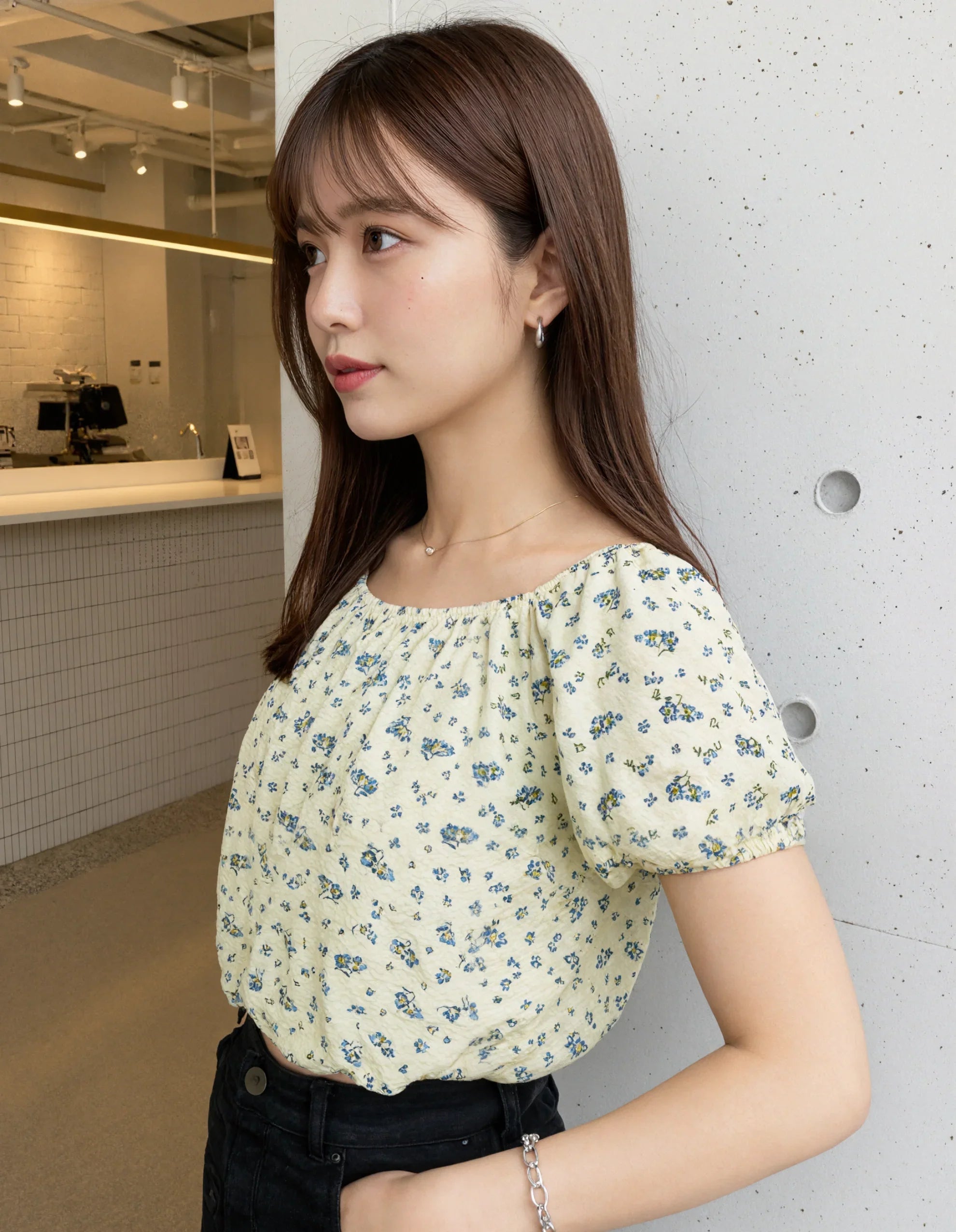 Delicate Meadow Floral Puff Blouse