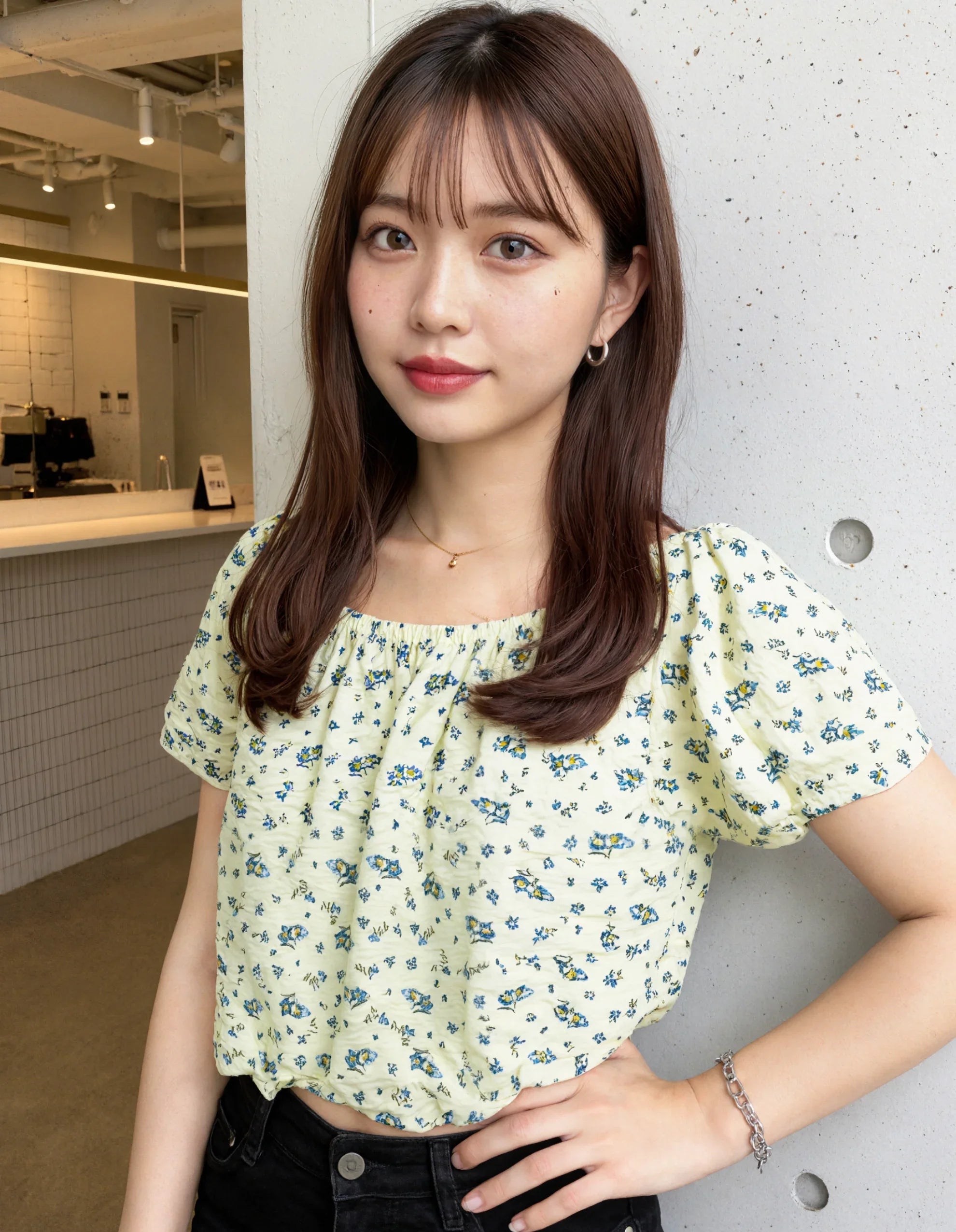 Delicate Meadow Floral Puff Blouse