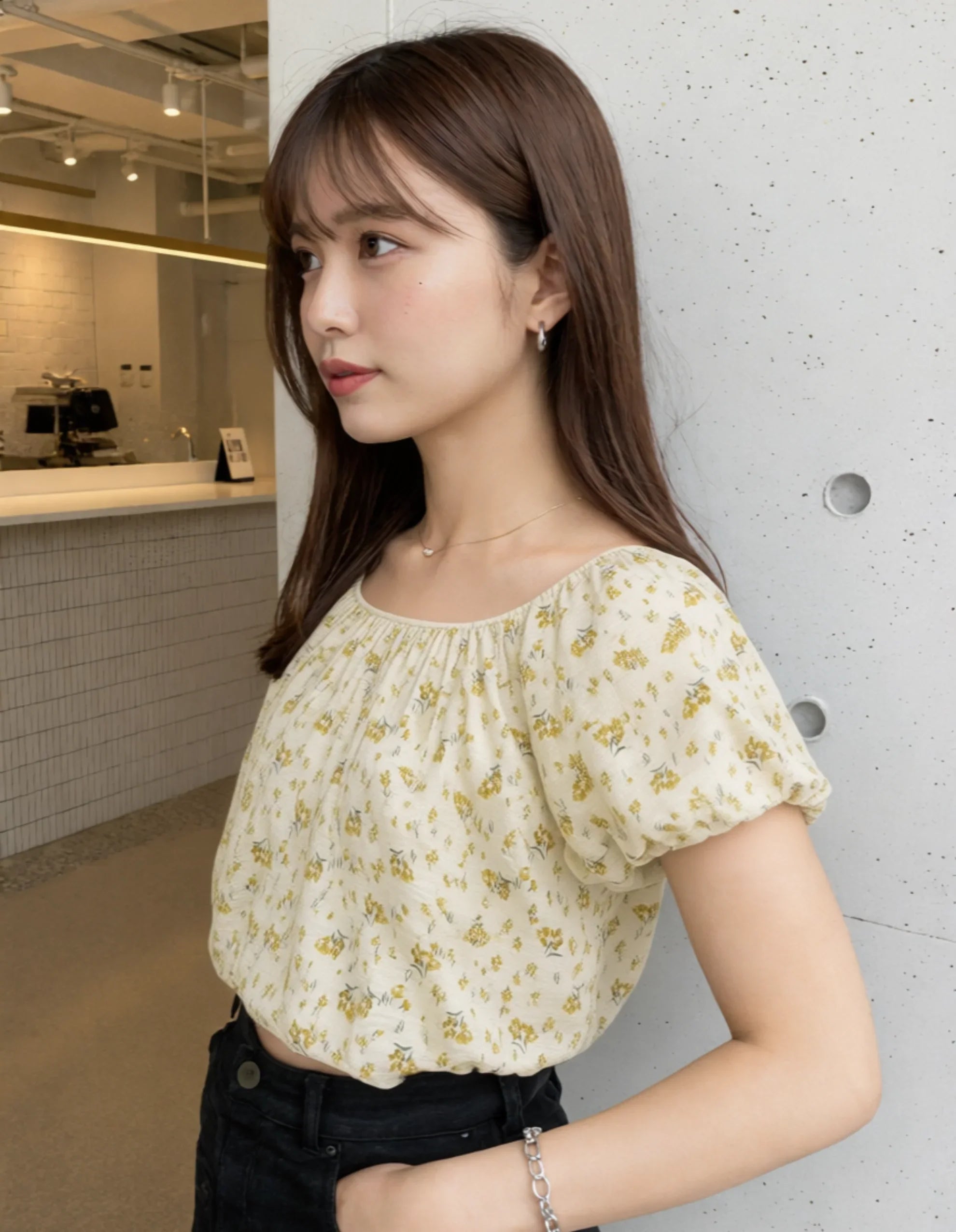 Delicate Meadow Floral Puff Blouse