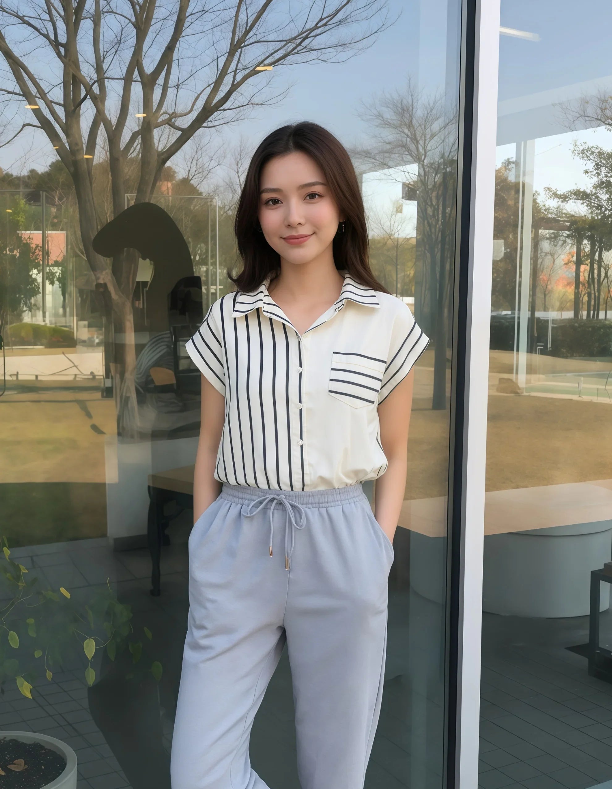 Nautical Stripe Short Sleeve Blouse