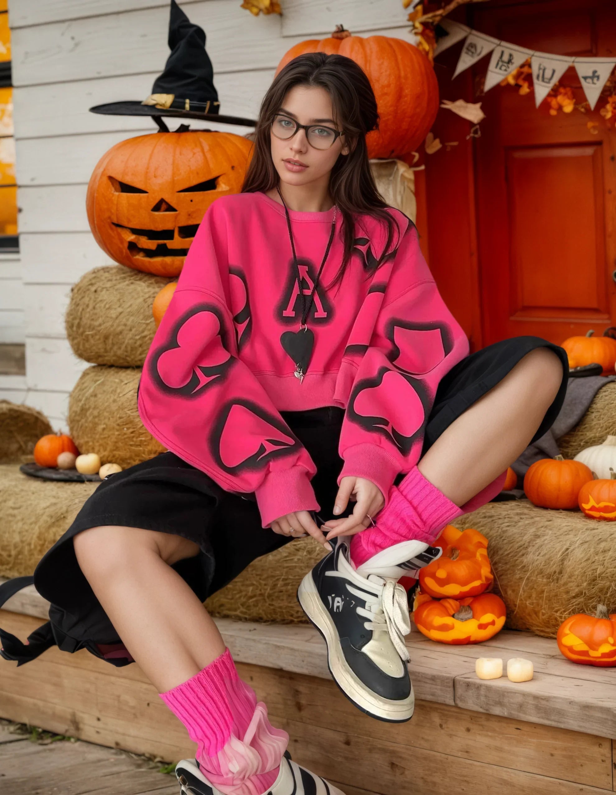 2025 Flowy Autumn Poker Print Chic Loose Shirt