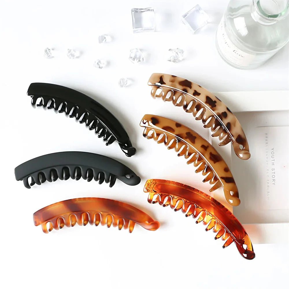 Frosted Solid Color Banana Hair Clips – Fashion Ponytail Barrettes & Hair Claws for Women - HOKONA