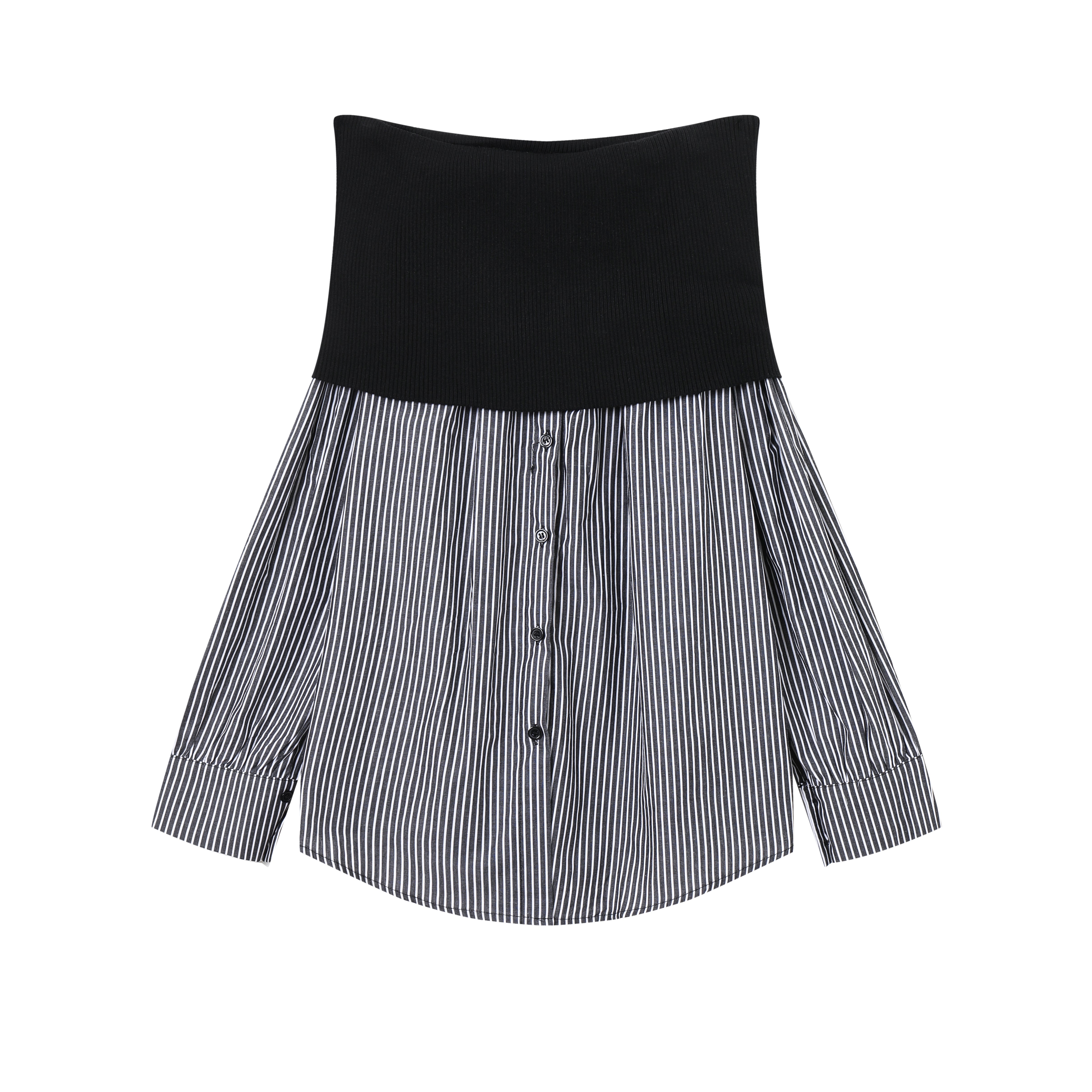 Fashion Off-Shoulder Striped Hybrid Blouse