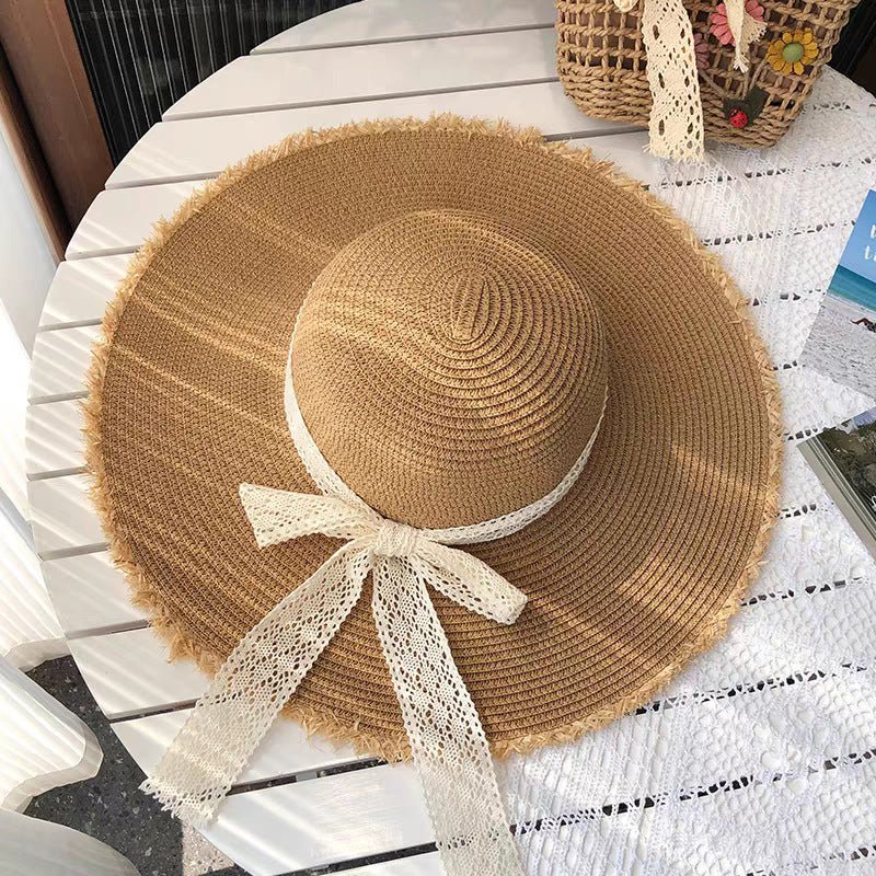 New Lace Bow Beach Sun Hat - Ladies Beautiful Sun Hat - HOKONA