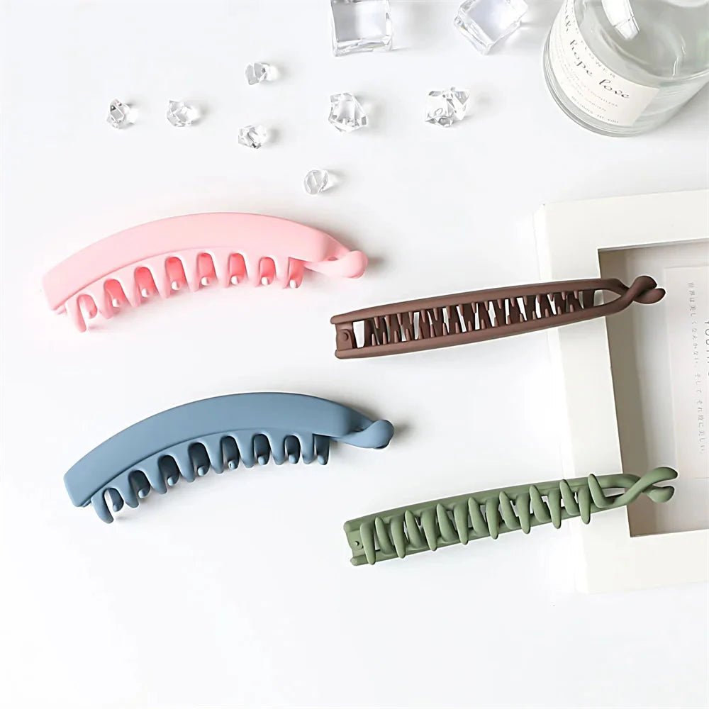 Frosted Solid Color Banana Hair Clips – Fashion Ponytail Barrettes & Hair Claws for Women - HOKONA